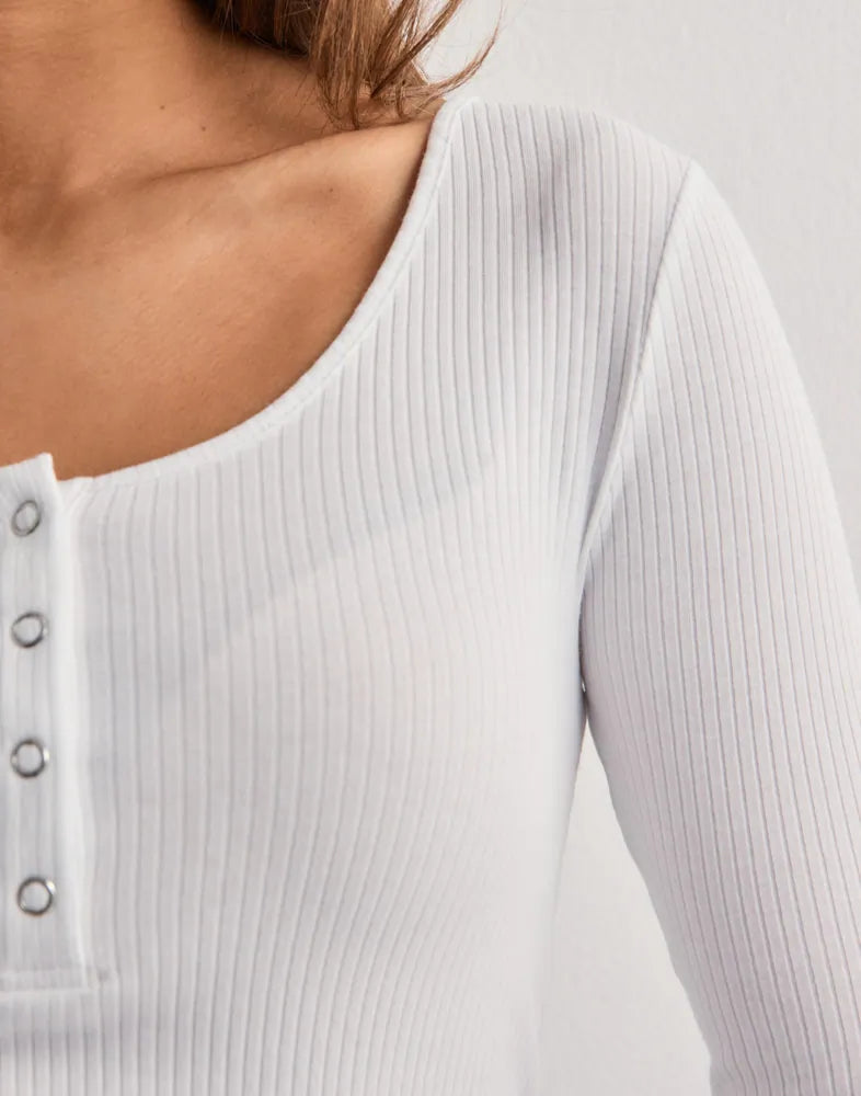 Luna - Camiseta Blanca Luna Acanalada